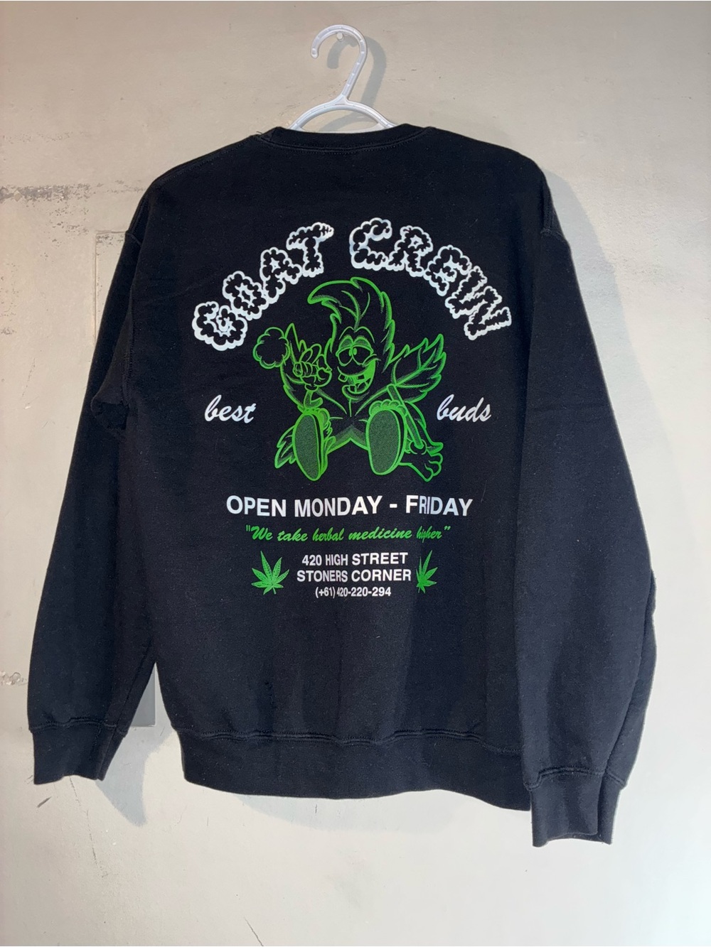 Goat Crew Black Graphic Crewneck Sweatshirt Size Medium Streetwear Fleece